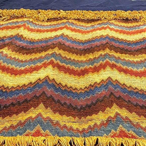 Vintage Ethan Allen Sharif Lap Throw Heavyweight MCM Southwestern Log Cabin - Picture 4 of 7